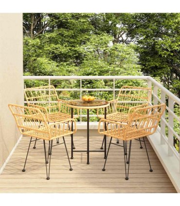 vidaXL 5 Piece Garden Dining Set Poly Rattan