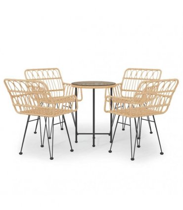 vidaXL 5 Piece Garden Dining Set Poly Rattan