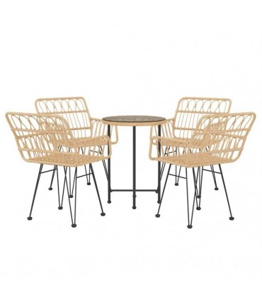 vidaXL 5 Piece Garden Dining Set Poly Rattan