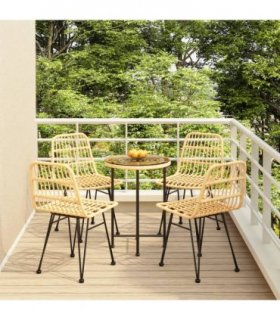 vidaXL 5 Piece Garden Dining Set Poly Rattan
