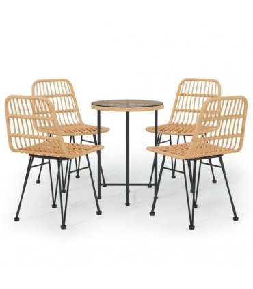 vidaXL 5 Piece Garden Dining Set Poly Rattan