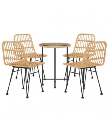 vidaXL 5 Piece Garden Dining Set Poly Rattan