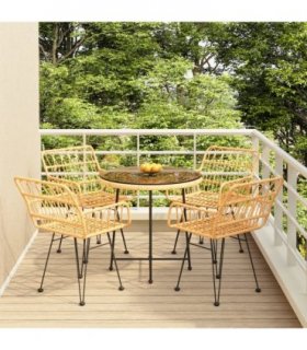 vidaXL 5 Piece Garden Dining Set Poly Rattan