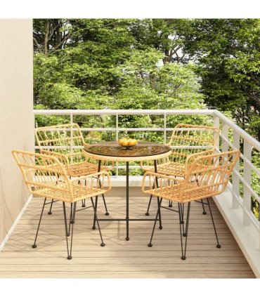 vidaXL 5 Piece Garden Dining Set Poly Rattan