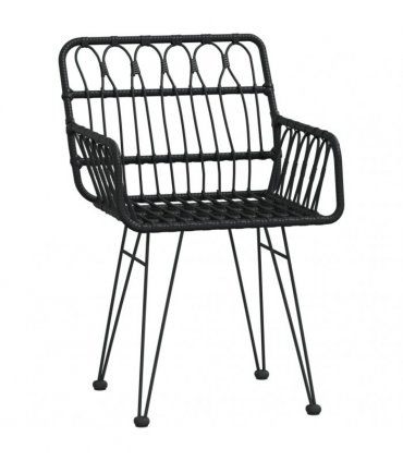 vidaXL 5 Piece Garden Dining Set Black Poly Rattan