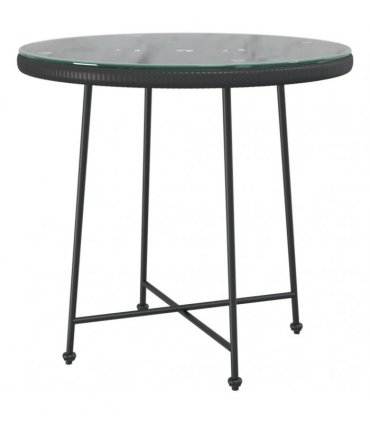 vidaXL 5 Piece Garden Dining Set Black Poly Rattan