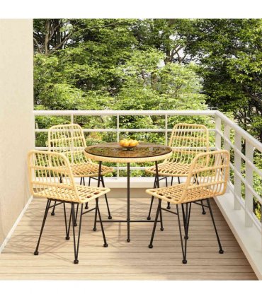 vidaXL 5 Piece Garden Dining Set Poly Rattan