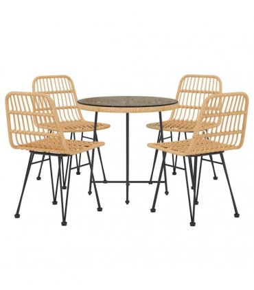 vidaXL 5 Piece Garden Dining Set Poly Rattan