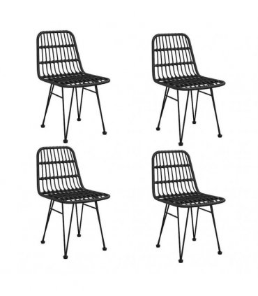 vidaXL 5 Piece Garden Dining Set Black Poly Rattan
