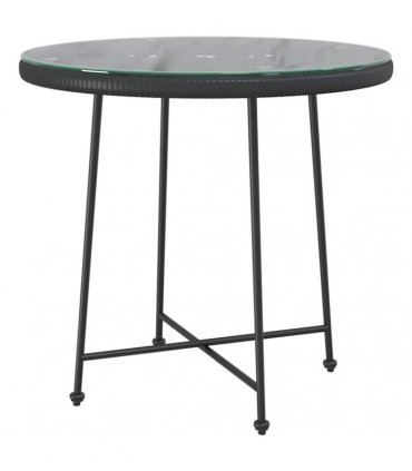 vidaXL 5 Piece Garden Dining Set Black Poly Rattan