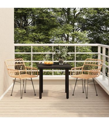 vidaXL 3 Piece Garden Dining Set Poly Rattan