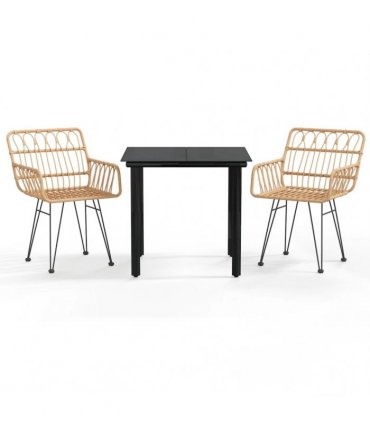 vidaXL 3 Piece Garden Dining Set Poly Rattan