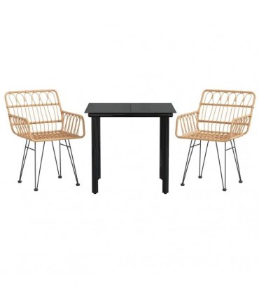 vidaXL 3 Piece Garden Dining Set Poly Rattan