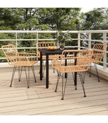 vidaXL 5 Piece Garden Dining Set Poly Rattan