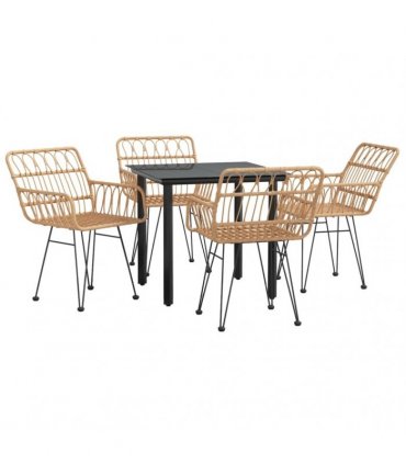 vidaXL 5 Piece Garden Dining Set Poly Rattan