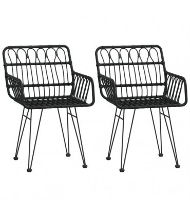 vidaXL 3 Piece Garden Dining Set Black Poly Rattan