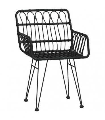 vidaXL 5 Piece Garden Dining Set Black Poly Rattan