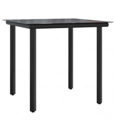 vidaXL 5 Piece Garden Dining Set Black Poly Rattan