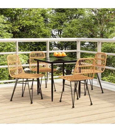 vidaXL 5 Piece Garden Dining Set Poly Rattan