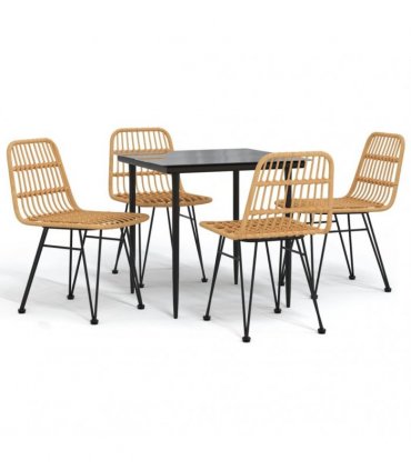vidaXL 5 Piece Garden Dining Set Poly Rattan