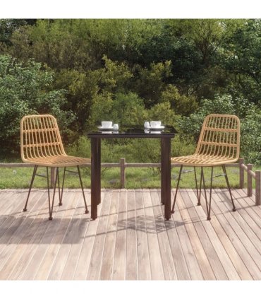 vidaXL 3 Piece Garden Dining Set Poly Rattan