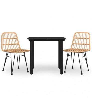 vidaXL 3 Piece Garden Dining Set Poly Rattan