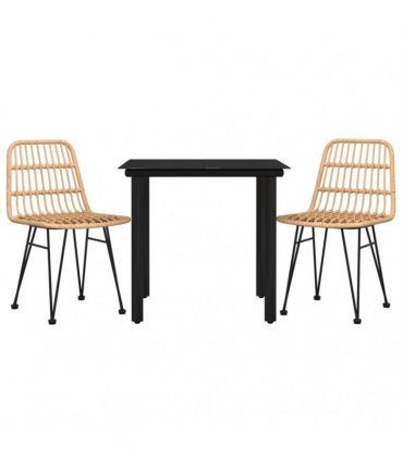 vidaXL 3 Piece Garden Dining Set Poly Rattan