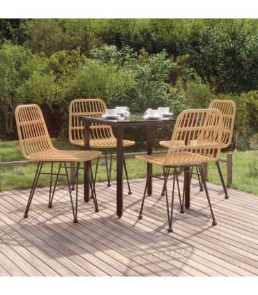 vidaXL 5 Piece Garden Dining Set Poly Rattan