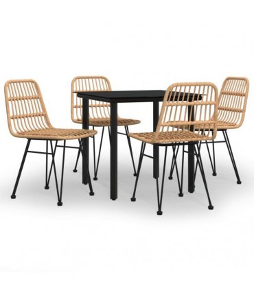 vidaXL 5 Piece Garden Dining Set Poly Rattan