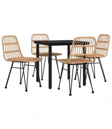 vidaXL 5 Piece Garden Dining Set Poly Rattan