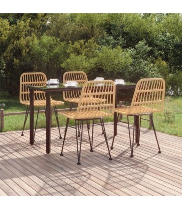 vidaXL 5 Piece Garden Dining Set Poly Rattan