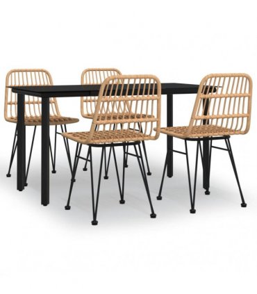 vidaXL 5 Piece Garden Dining Set Poly Rattan