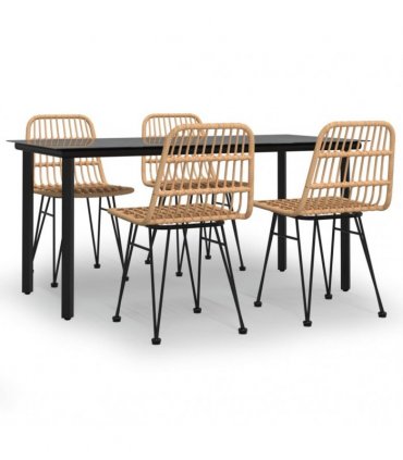vidaXL 5 Piece Garden Dining Set Poly Rattan