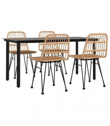 vidaXL 5 Piece Garden Dining Set Poly Rattan