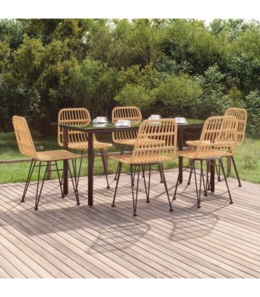 vidaXL 7 Piece Garden Dining Set Poly Rattan