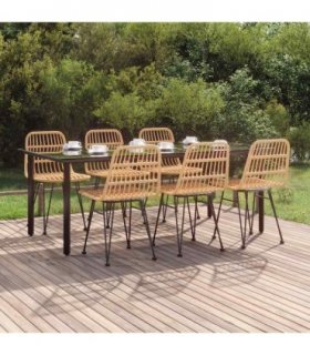 vidaXL 7 Piece Garden Dining Set Poly Rattan