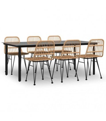 vidaXL 7 Piece Garden Dining Set Poly Rattan