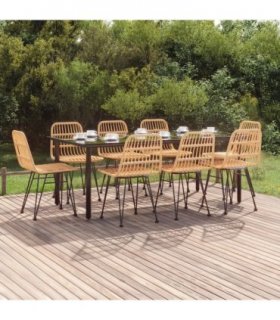 vidaXL 9 Piece Garden Dining Set Poly Rattan