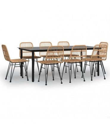 vidaXL 9 Piece Garden Dining Set Poly Rattan