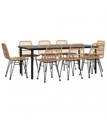 vidaXL 9 Piece Garden Dining Set Poly Rattan