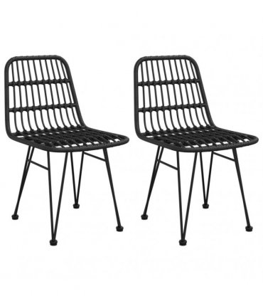 vidaXL 3 Piece Garden Dining Set Black Poly Rattan