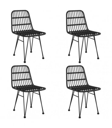 vidaXL 5 Piece Garden Dining Set Black Poly Rattan