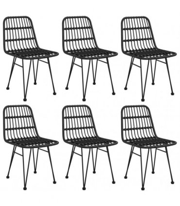 vidaXL 7 Piece Garden Dining Set Black Poly Rattan