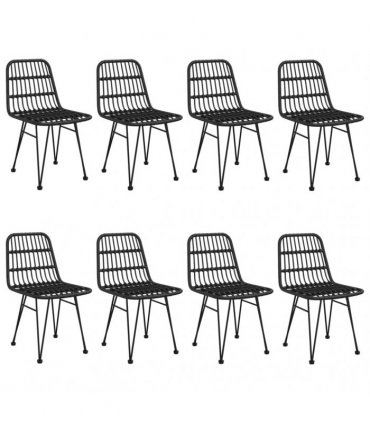 vidaXL 9 Piece Garden Dining Set Black Poly Rattan
