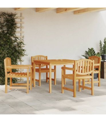 vidaXL 5 Piece Garden Dining Set Solid Wood Teak
