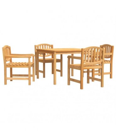 vidaXL 5 Piece Garden Dining Set Solid Wood Teak