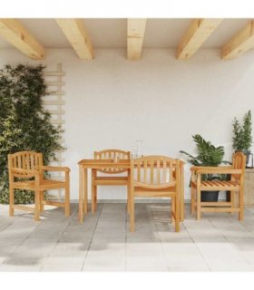 vidaXL 5 Piece Garden Dining Set Solid Wood Teak