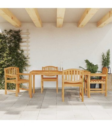 vidaXL 5 Piece Garden Dining Set Solid Wood Teak