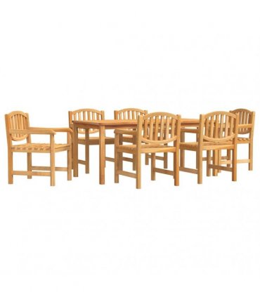 vidaXL 7 Piece Garden Dining Set Solid Wood Teak