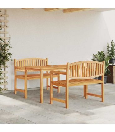vidaXL 3 Piece Garden Dining Set Solid Wood Teak
